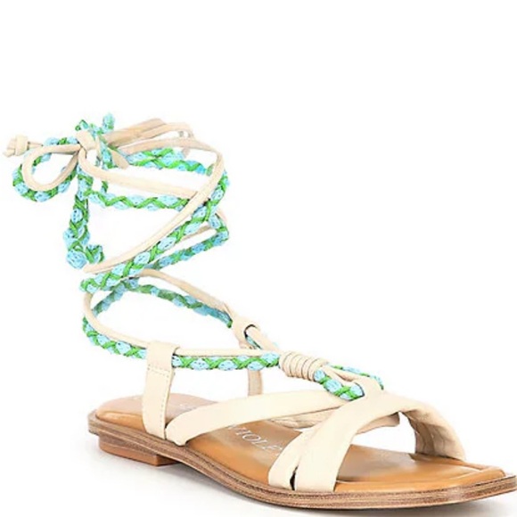 Chelsea &Violet Dahlia Leather ankle wrap lace up Strappy Sandle🤍 G - Picture 1 of 1